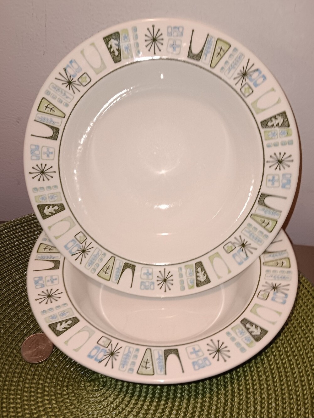 Vintage MCM Taylorstone Cathay Rim Bowls, Set of 2 - Atomic Starburst